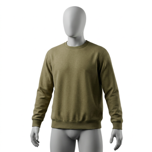 เสื้อสเวตเชิ้ตคอกลมสีเขียวมะกอกสำหรับผู้ชาย ทรงปกติ ผ้าถัก สีพื้น สวมใส่สบายๆ สำหรับฤดูใบไม้ร่วง - Product Image 1