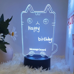 Bloc-notes acrylique créatif 3D LED DIY en gros avec veilleuse et tableau de messages réinscriptible - Product Image 5