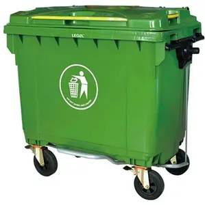 Tempat Sampah 660 liter dan tempat sampah industri dengan tutup dan empat roda