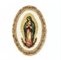Cadre photo ovale classique en résine avec miroir, motif Vierge Marie, pour décoration religieuse de table, vente en gros sous marque privée