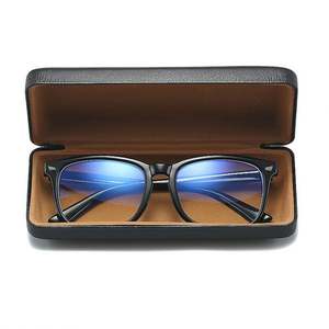 Boîte de rangement pour lunettes de soleil en cuir de litchi, avec logo personnalisé, durable, étui à lunettes carré en métal, étui rigide en PU - Product Image 2