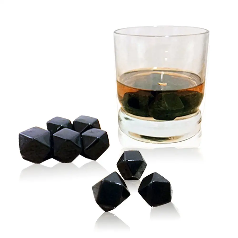 Batu Whiskey Hitam, Berlian Whiskey-Set 9 Batu Whiskey Bentuk Berlian Buatan Tangan, Batu Scotch atau Pendingin Anggur