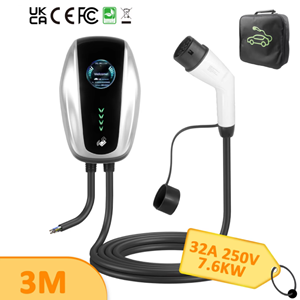สถานีชาร์จรถยนต์ไฟฟ้าแบบติดผนังสำหรับใช้ในบ้าน 7kW 32A ชนิด EU Type2 หน้าจอ 4.2 นิ้ว ระบบเฟสเดียว พร้อมระบบป้องกันความปลอดภัยครบวงจร - Product Image 1