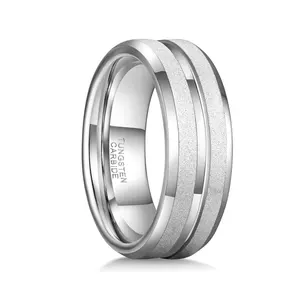 8毫米碳化钨喷砂钨戒指男女时尚订婚结婚戒指