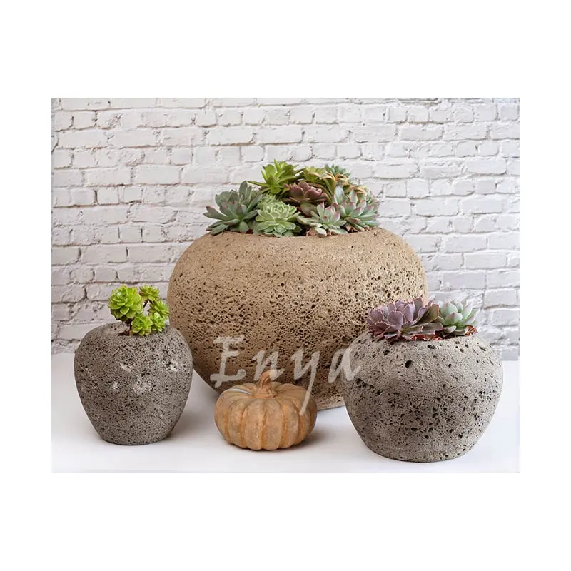 Elenco celular concreto fibra argila pedra casa jardim eco-friendly potes de flores para plantas suculentas com drenagem pré-perfurada