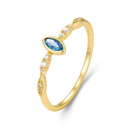 Bagues en argent sterling 925 en gros, forme yeux de mer, diamant bleu, zircon blanc, bagues minimalistes de luxe pour femmes