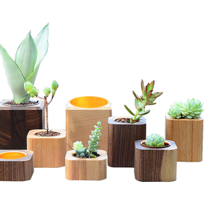Vaso per <span class=keywords><strong>Fiori</strong></span> Quadrato in Legno Massiccio per Decorazione Casa, Mini Vaso per Piante Succulente - Product Image 4