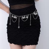 Chaîne de taille en métal style bohème ethnique pour femme, ceinture vintage à pampilles et pièces de monnaie, ajustable, bijoux de corps pour robe et danse du ventre
