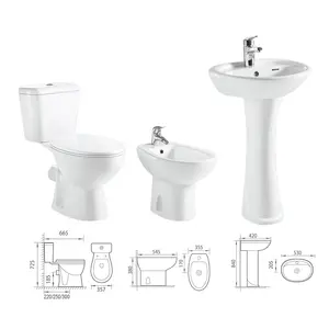 Economic Factory Bathroom Set 2 Piece Toilet And Basin CE Standard Europe Hot Sell Bathroom Toilets Pedestal Basin Bidet Sets