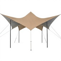 Tente de camping papillon, couleur sable désertique, imperméable, revêtement argenté, toile Oxford, 4 poteaux en aluminium, 3000 mm, UPF50, abri solaire, 6-8 personnes