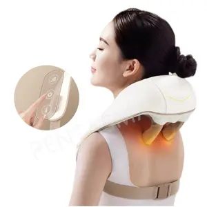 Bestseller Draagbare Nek Lichaam Massager Verwarmd 6d Kneedontwerp Intelligent Elektrisch Draadloos Nekmassageapparaat