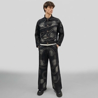 Ensemble de vêtements en jean surdimensionné pour homme, avec veste en jean à rivets lavés et pantalon en jean de haute qualité, style streetwear, fabrication sur mesure