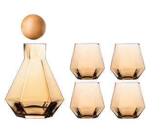 Caraffa in Vetro Cristallo Senza Piombo con Coperchio in Legno, Boccale Soffiato a Mano, Set Moderno per Caffè e Tè, Marca BYZX - Product Image 3