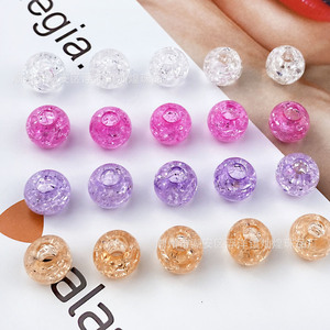 Acrylic Round <b>Beads</b> <b>Large</b> Hole Cracked Surface For Bracelet Making Jewelry Crafting Materials 8mm Colorful DIY <b>Beads</b> - Product Image 2