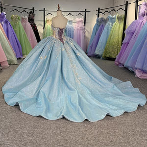 Jancember 6836 gaun malam wanita ukuran Plus, gaun malam ilusi biru <span class=keywords><strong>Boho</strong></span> berkilau - Product Image 4