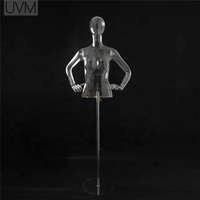 Mannequin demi-corps féminin en plastique de Mannequin féminin transparent pour l'affichage de vêtement avec la hauteur de Base en métal réglable
