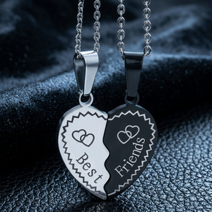 Collier en acier inoxydable en forme de cœur, cadeau idéal pour les meilleurs amis, les couples, bijoux BF1229, fabriqué dans le Guangdong - Product Image 1