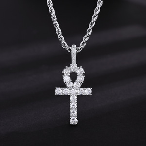 Anka Cross Pendant Micro Insert Zircon Hip Hop Necklace For Men Silver Gold Color - Product Image 2