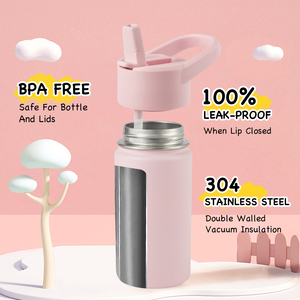 Bouteille d'eau isotherme en acier inoxydable sans BPA pour enfants, maintien au chaud 12h et au froid 24h, avec couvercle à paille et poignée, pour l'école - Product Image 5