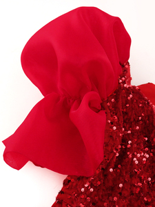 Abito da sera da donna con Maxi paillettes <span class=keywords><strong>rosse</strong></span> con spalle scoperte - Product Image 6