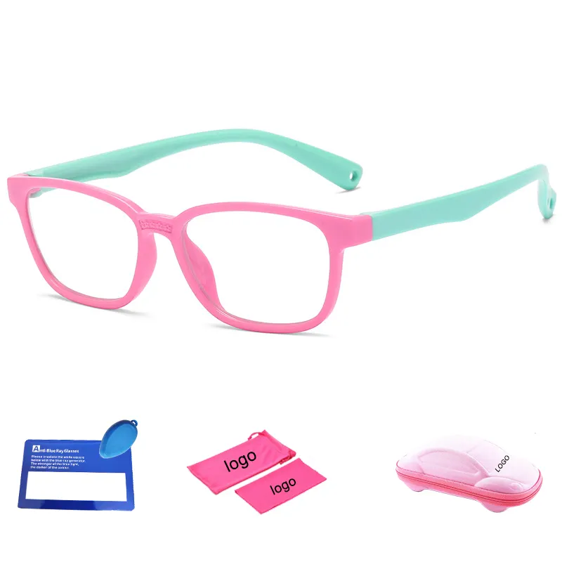 Dcoptic красочные блестящие желтые розовые очки для девочек мальчиков и детей с защитой от синего света Силиконовые ТПЭ прямоугольные пользовательские логотипы известные Брендовые очки