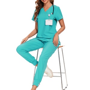 Scrubs for Women Set - <b>Stretch</b> V-Neck Scrub Top & Jogger <b>Pant</b> with 8 Pockets (V-Neck With <b>Cargo</b> <b>Pant</b>) Straight Leg Scrub <b>Pants</b> - Product Image 6