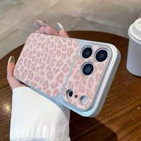 Nouvelle coque de téléphone à motif léopard scintillant avec découpe précise et grande fenêtre, matériau 2-en-1 anti-chute