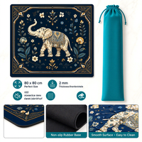 Tapis de jeu de Mahjong floral Éléphant Indien, Housse de table antidérapante en feutre, Tapis de table imprimé personnalisé pour Mahjong américain, Zhejiang