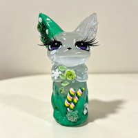 Figurine de renard/chat en sélénite et résine faite à la main, peinte au cristal, 10 cm, pour décoration ou cadeau (vente en gros)