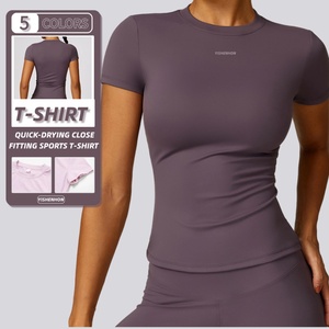 T-shirts pour femmes, toutes les couleurs disponibles, manches trois quarts, asymétriques, sans coutures, imperméables, séchage rapide, sur mesure - Product Image 1