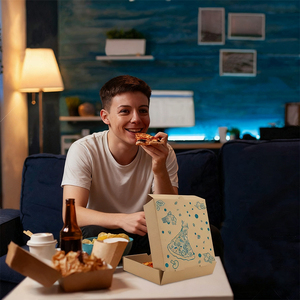 กล่องพิซซ่ากระดาษลูกฟูกขนาด 13 นิ้ว ราคาประหยัด เป็นมิตรกับสิ่งแวดล้อม 33x33 ซม. พิมพ์โลโก้ตามสั่ง - Product Image 5