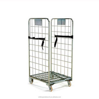 Contenedor Rodante Plegable y Apilable para Transporte Industrial en Almacenes, Jaula Logística Resistente