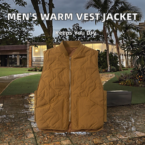 Autumn Winter <b>Men's</b> Waterproof Casual <b>Vest</b> Jacket with Zipper Closure Shoulder Warm Sleeveless Outerwear 100% Polyester Shell - Product Image 2