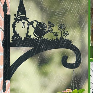 Support de plante suspendu de devoir Tenture murale personnalisée en fer lourd Ornemental Nain Silhouette Cintre Crochet de support de panier suspendu pour l'extérieur - Product Image 4