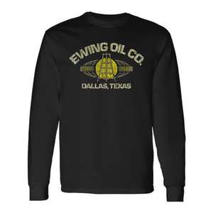 Ewing Oil Co T-shirt à manches longues Dallas Texas Design rétro vintage - Product Image 1