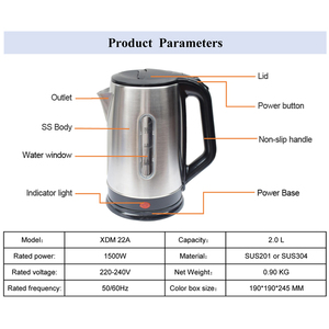 Hervidor eléctrico inalámbrico de acero inoxidable de 2.0L, <span class=keywords><strong>jarra</strong></span> giratoria de 360 grados con función de mantener el calor - Product Image 2
