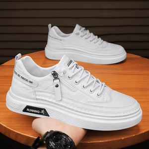 White Men's <b>Sneakers</b> Lace-Up <b>Slip</b>-<b>On</b> Lightweight Cushioned Anti-<b>Slip</b> Casual Shoes for Spring All Seasons - Product Image 6