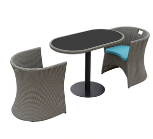 Set da Pranzo in Rattan per Esterni, Set Bistrot Salvaspazio in 2 Pezzi, Tavolo Rotondo e Sedie Impilabili per Giardino e Balcone - Product Image 6