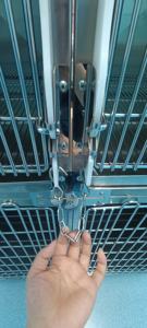 Tugas berat 4-kompartemen kandang anjing baja nirkarat dokter hewan kunci roda jala tombol padat bernapas untuk hewan kecil - Product Image 6