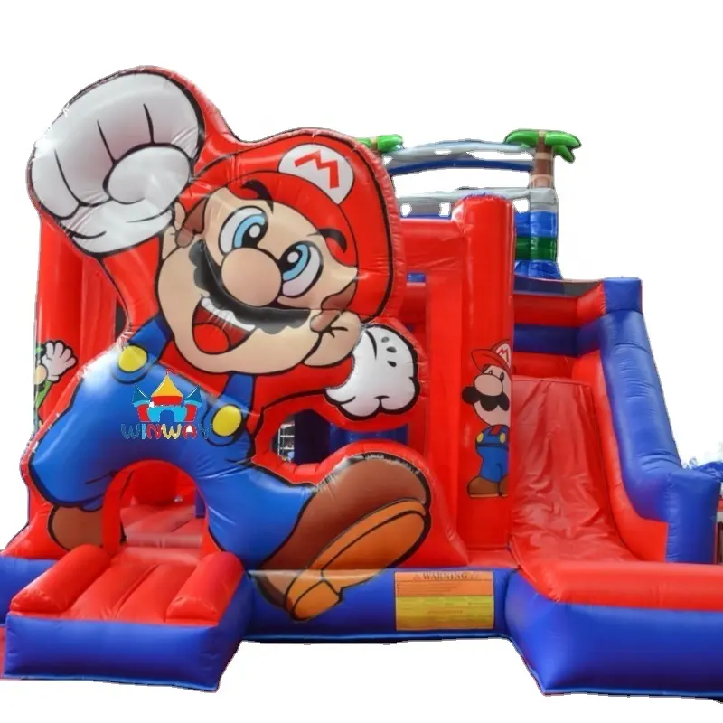 Mario Inflatable bouncy nhà với Slide Combo Truyện Tranh trả lại nhảy lâu đài với máy thổi khí