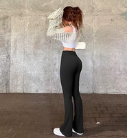 Pantalons de yoga pour femmes Leggings évasés décontractés d'entraînement sans couture collants de sport de couleur unie pantalon à taille élastique Legging