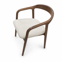 Chaise de salle à manger ergonomique à dossier incurvé en bois de caoutchouc massif blanc et noyer pour restaurant, cuisine, café