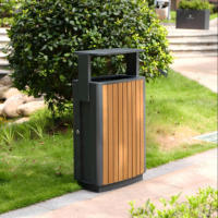 Poubelle commerciale avec poubelles en bois en plastique WPC 45L avec poubelle verrouillée pour espace public