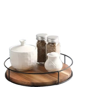 Estante giratorio para especias de cocina, redondo de madera con soporte, almacenamiento multiusos para escritorio, cocina y sala de estar - Product Image 4