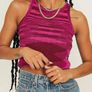 2024 all'ingrosso gilet personalizzato in maglia da <span class=keywords><strong>donna</strong></span> Top estivi a girocollo senza maniche canotta corta arcobaleno Top Sexy - Product Image 6