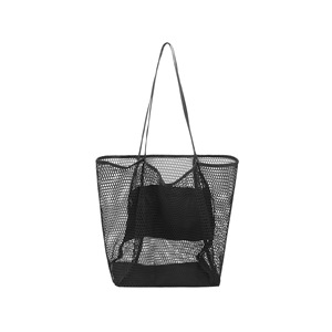 Bolso de hombro de malla negro con 2-3 compartimentos, bolsa de almacenamiento portátil para la playa para mujer - Product Image 2