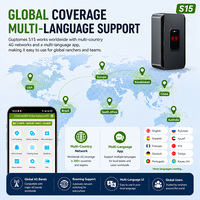 GUPTOMES S15 CE Rastreador GPS para Ganado, Collar 4G GNSS Resistente al Frío IP68 de 30k MAh para Ganado Vacuno y Ovino de Exportación, Uso Global con Aplicación