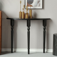 Table console de salon en bois massif de style moderne, antique, rétro, rustique, nordique, luxueux, noir, semi-circulaire, décoration d'intérieur