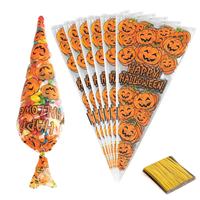 Sacs en cellophane à trois coins en plastique de qualité alimentaire imprimés sur mesure pour Halloween, pour bonbons, pour aliments en conserve, emballage cadeau
