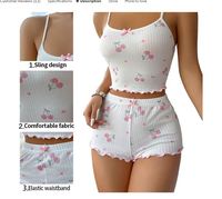 Nouvel ensemble de pyjama pour femme avec short imprimé cœur, style doux, pour la maison